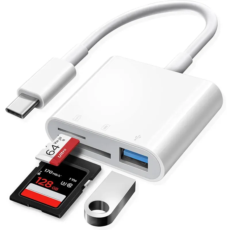3 in 1 Adapter Typ-C, TF, CF, SD, Speicher kartenleser, Rekorder, Compact Flash USB-C, Pro, Huawei, MacBook