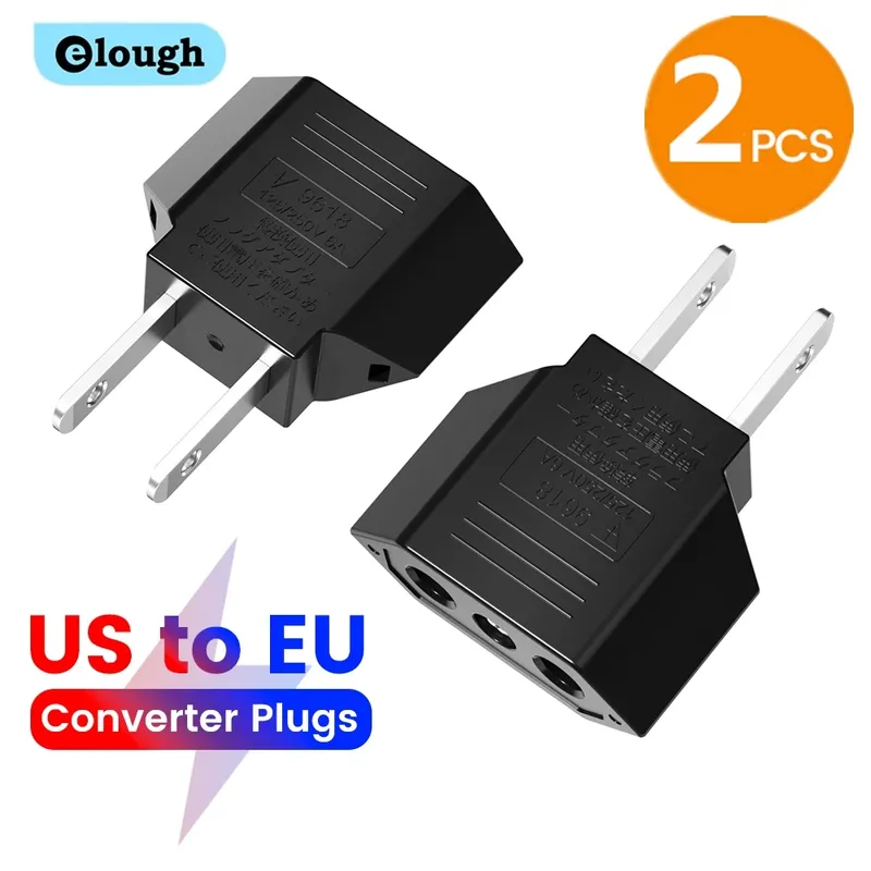 Elough 4,0 mm US-zu-EU-Konverterstecker, europäischer EU-zu-US-Amerika-Reisestecker-Adapter, US-zu-EU-Netzteil, elektrischer Stecker