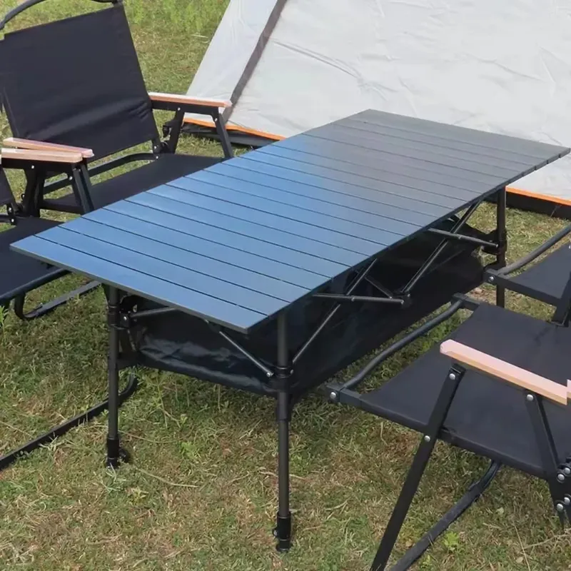 Outdoor-Klapptisch einfach zu installieren Camping Schreibtisch Aluminium legierung leichte Picknick tische tragbare Lagerung Eier rolle lange Schreibtische
