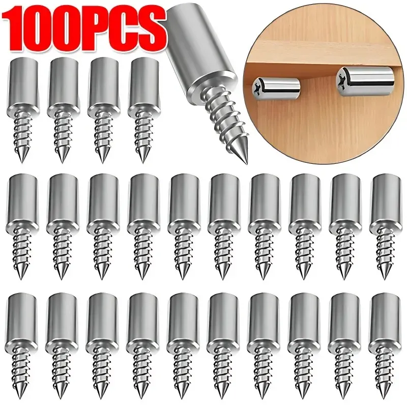 100/10PCS selbstschneidende Schraube Schicht Platte Halter Kleiderschrank Septum Klammern feste Schraube Regal Unterstützung Pegs mit rutschfester Hülse