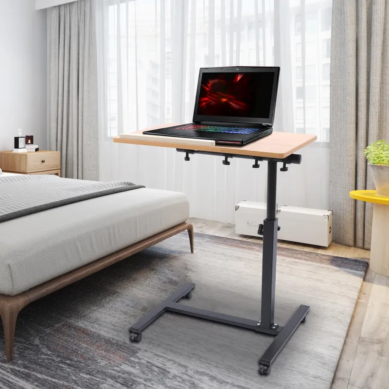 Verstellbarer Laptopschreibtisch 360° °   Rotierender mobiler Tischständer, Heimbüro-Tablett, stehend, rollender Arbeitstisch, Computer-Workstation