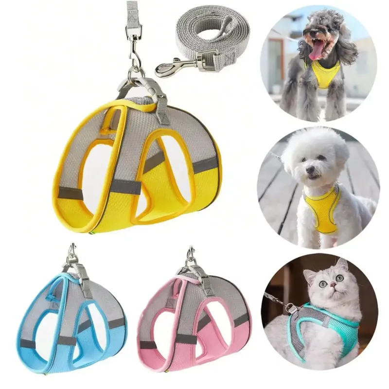 Fluchtbeständiges Hundegeschirr und Leine-Set für kleine Hunde, Katzen, Welpengeschirr, Weste, reflektierende Kätzchen-Walking-Leine, Heimtierbedarf