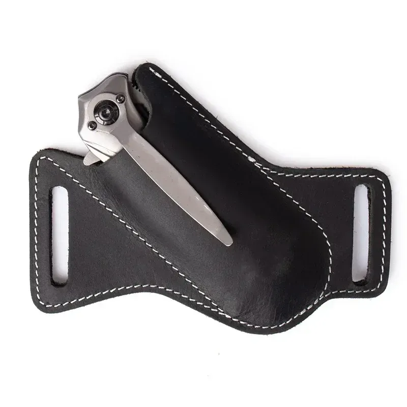 1 stücke Leder Anti-scratch Lagerung Mantel Klapp Flick Messer Taille Gürtel Clip Halter Tasche Messer Pack Werkzeuge für Camping