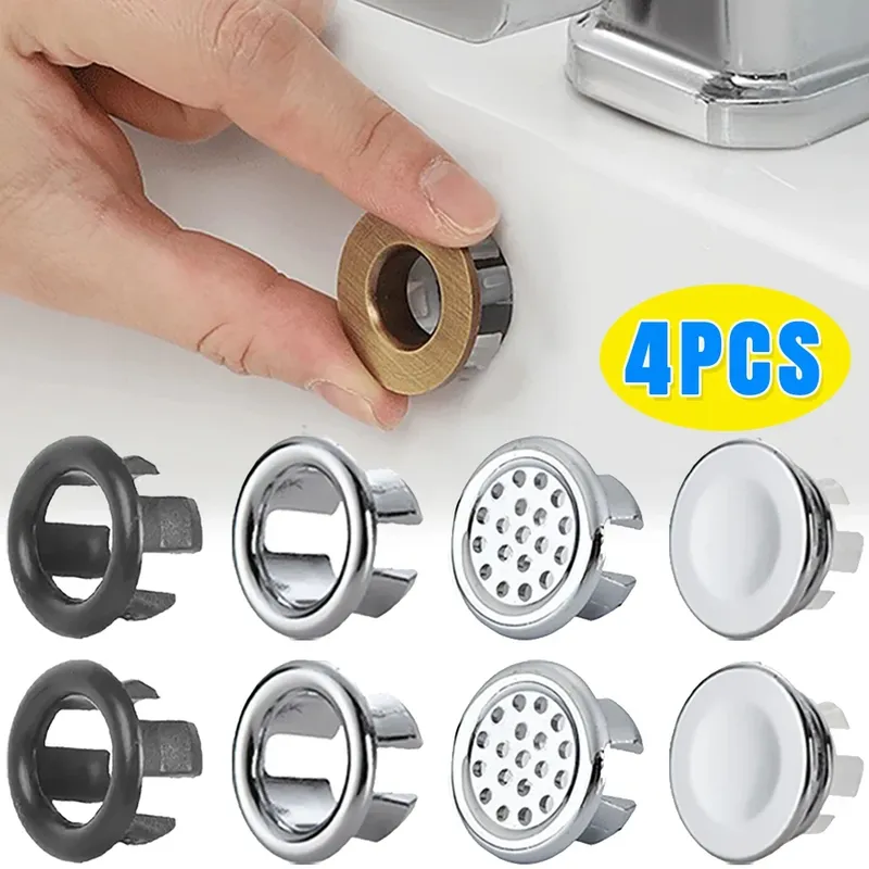 4Pcs Küche Bad Becken Rund Überlauf Ablauf Ablauf Abdeckung Dekoration Badewanne Waschbecken Loch Überlauf Hohl Waschbecken Überlauf