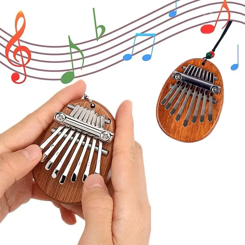 1 Stücke Holz Mini Daumenklavier Musikspielzeug 8 Töne Tragbares Anfänger Fingerklavier