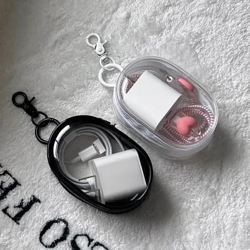 Transparente Aufbewahrungstaschen Schlüsselanhänger Datenleitung Münze Spielzeug Organizer Fall verdicken klare Brieftasche Schlüsselanhänger Autoschlüsselhalter Schmuck Geschenke