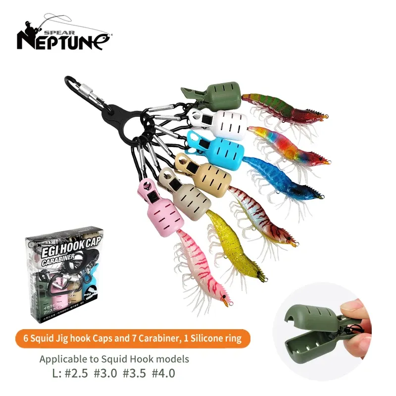 Neue Tintenfisch Jig Köder Schutz Kit 6 stücke Webfuß Octopus Egi Haken Abdeckung Tintenfisch Regenschirm Köder Kappe mit Karabiner angelgerät