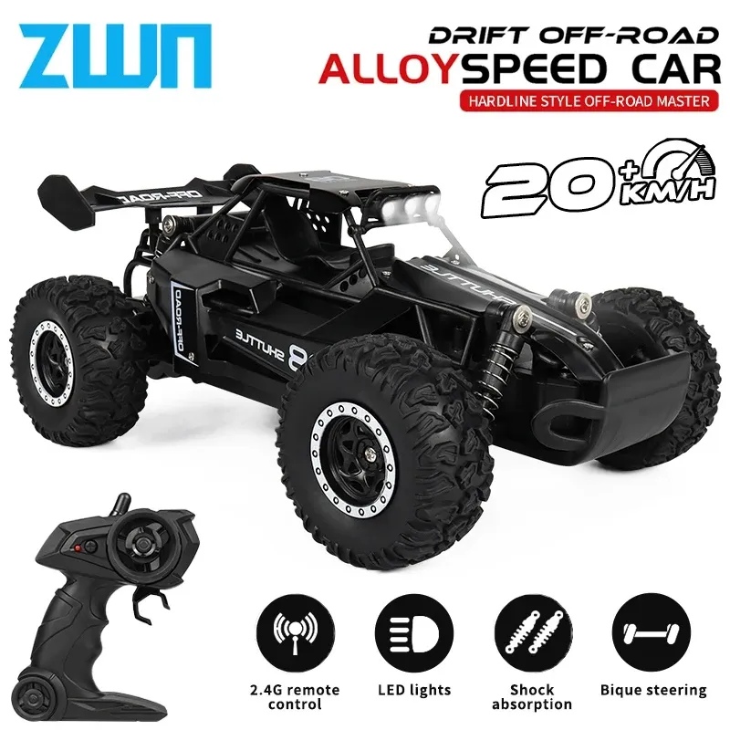 ZWN 1:16 2,4 GHz Modell RC Auto mit LED-Leuchten 2WD Off-Road Fernbedienung Kletterfahrzeug Outdoor Autos Spielzeug für Jungen Mädchen Geschenke