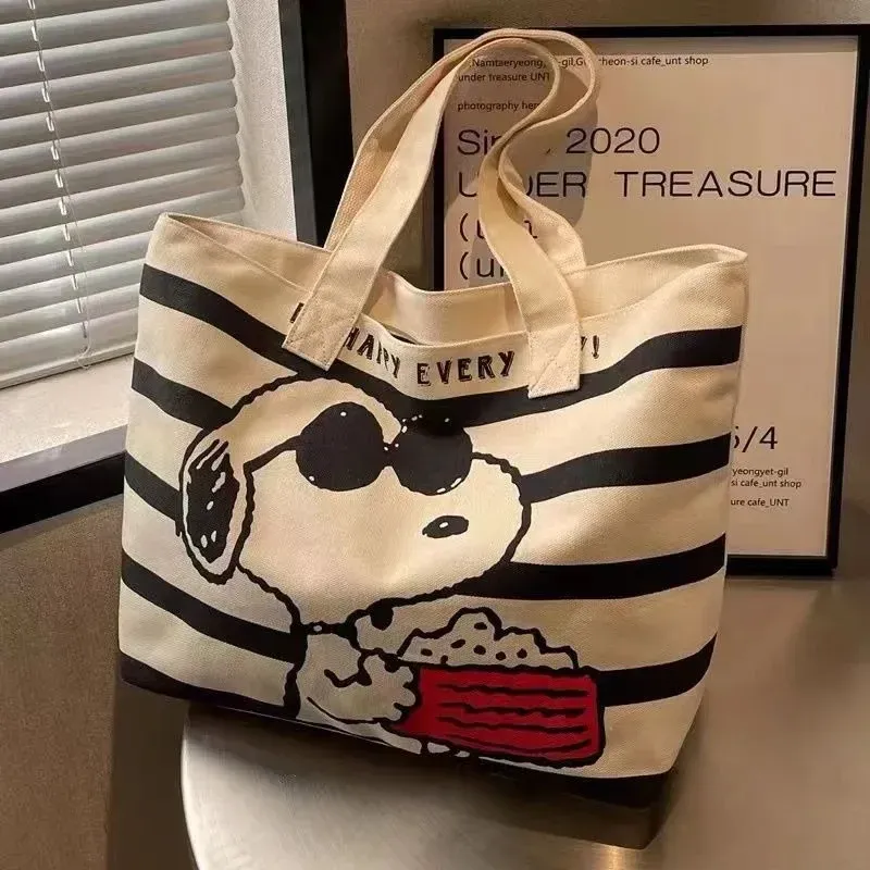 Disney Snoopy Niedliche Cartoon-Leinentasche mit großer Kapazität für Studentinnen zum Halten von Büchern, Tragetasche für Mama