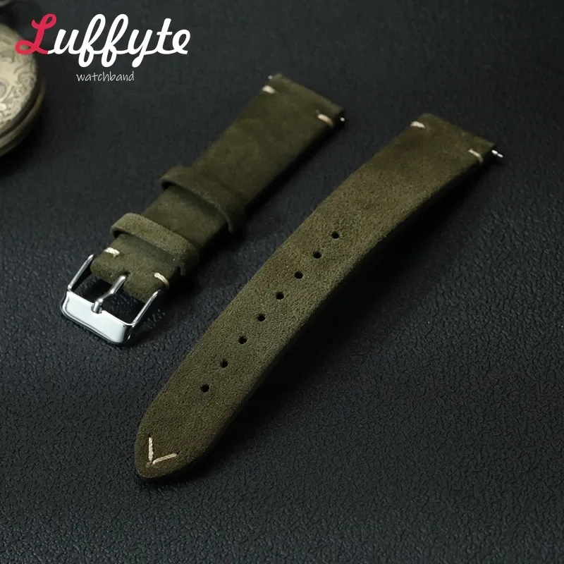 Vintage Wildleder Leder Uhrenarmband 18mm 20mm 22mm handgemachte Männer Frauen Armbanduhr Armband Quick Release Smartwatch Armband