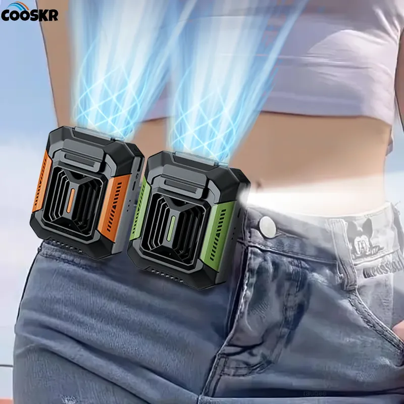Tragbarer Taillenventilator, Mini-Hängehalsventilator, wiederaufladbarer USB-Ventilator, kleiner Outdoor-Camping-Taillenclip-Ventilator mit LED-Licht, Powerbank