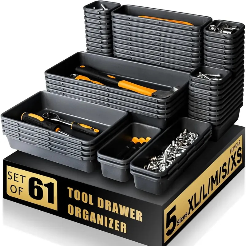 61/45/34/24/9 Stück Schreibtisch-Schubladen-Organizer, 5 Größen, ineinandergreifend, flach, Werkzeug-Organizer, Tablett-Trennwände, Werkzeugkasten, Aufbewahrungsbehälter