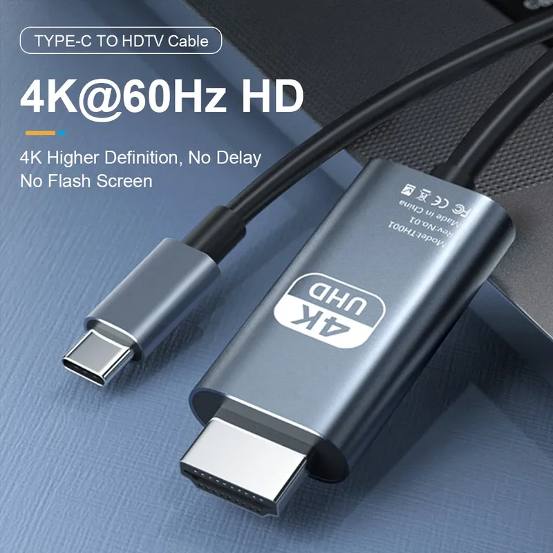 4K 60 Hz TYP C auf HDMI-Kabel USB C auf HDTV-Adapter HDMI-kompatibel für TV-Konverter MacBook Air iPad iPhone 15 16 17 Samsung