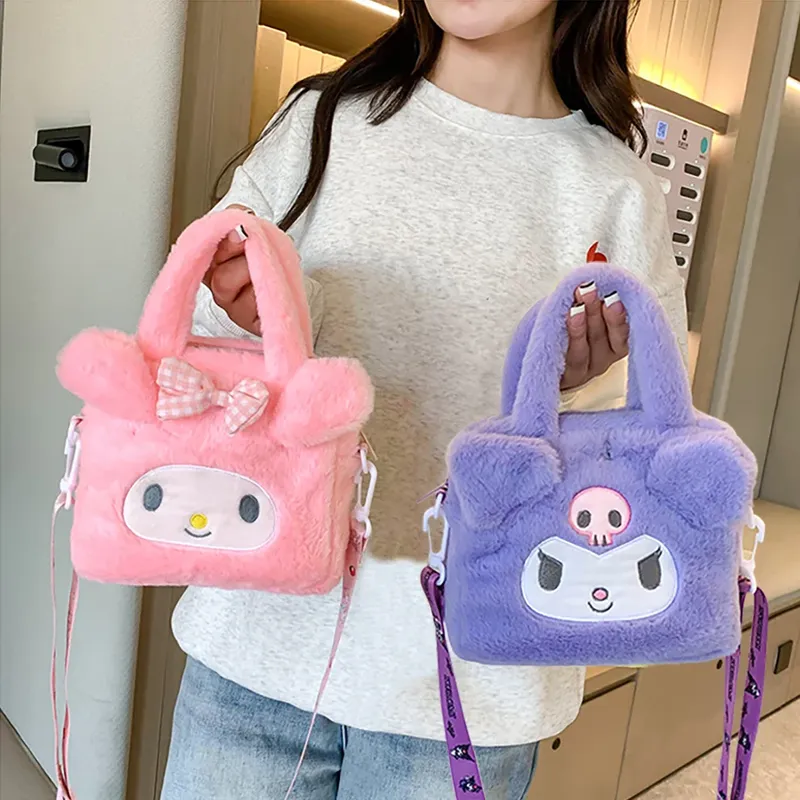 Sanrio Tasche Kawaii Kuromi Cinnamoroll My Melody Cartoon Anime Plüsch Handtasche Kosmetiktasche Reise Aufbewahrungstasche Frauen Mädchen Geschenke