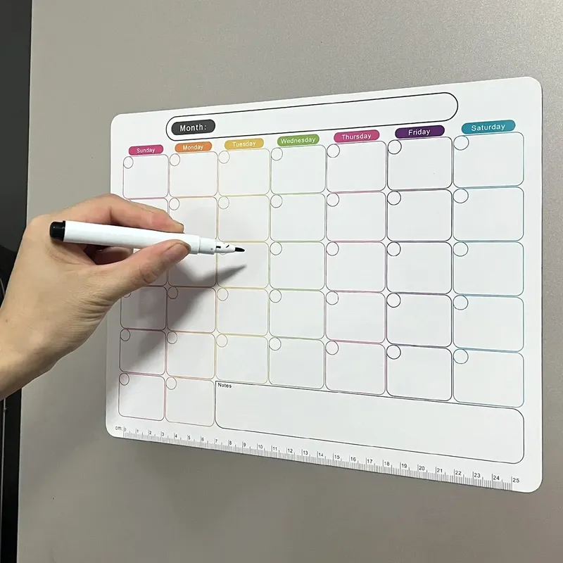 Ein Kühlschrankmagnet, Monats- und Wochenplaner, magnetischer Kalenderaufkleber, weicher magnetischer Notizaufkleber, Nachrichtentafel