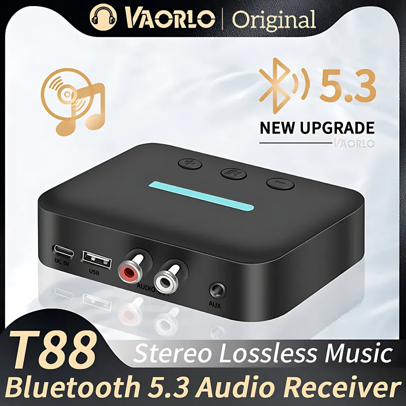 USB Bluetooth 5,3 Audio Receiver Adapter Wireless Stereo Musik 3,5mm AUX R/L RCA Unterstützung U-Disk Wiedergabe für Desktop Lautsprecher Verstärker