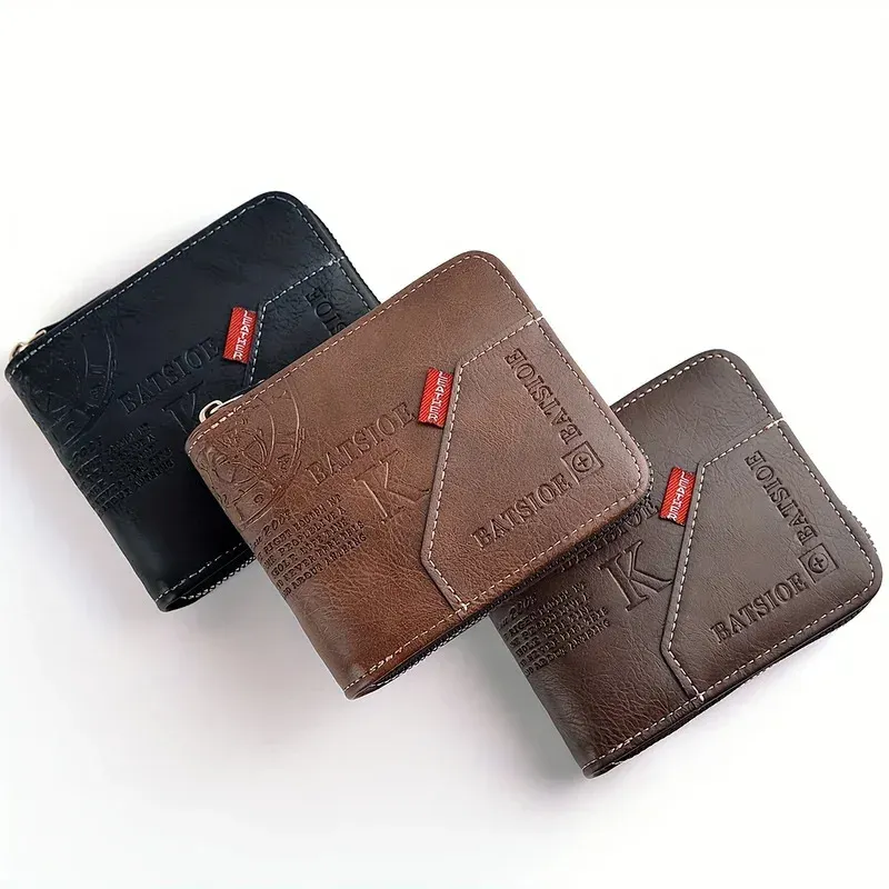Trendy Spleißen Mode PU Retro Wachs Öl Leder Kurzen Stil männer Brieftasche Münze Kurzen Stil männer Karte Clip brieftasche