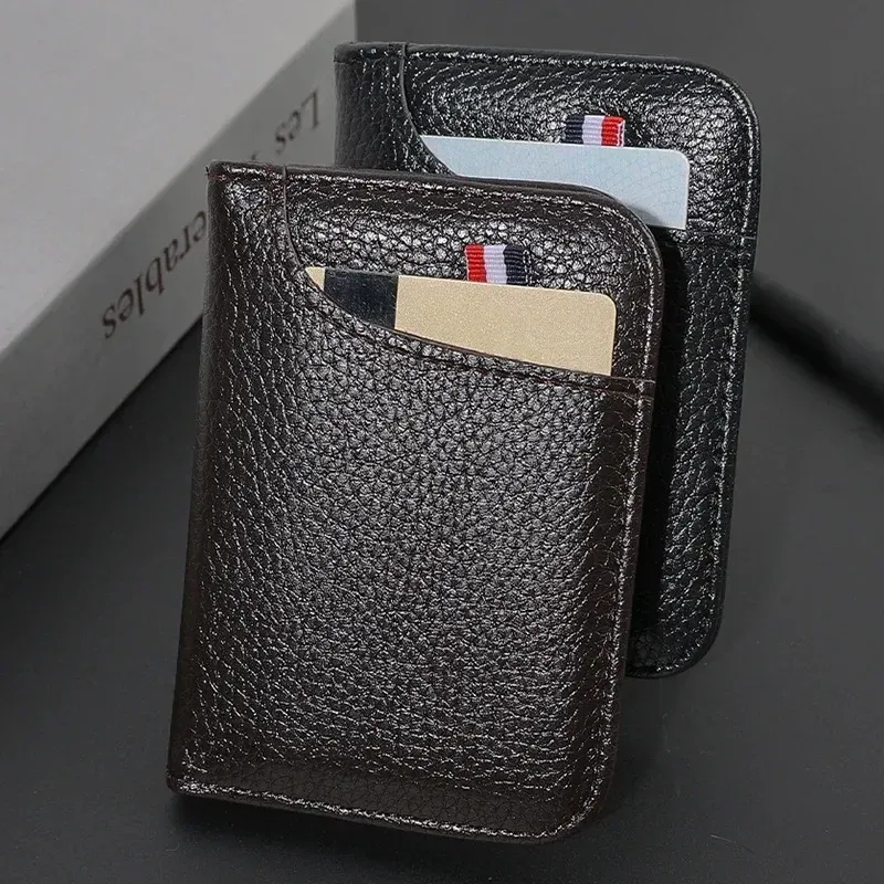 Tragbare super schlanke weiche Brieftasche Pu Leder Mini Kreditkarte Brieftasche Geldbörse Karten halter Männer Brieftasche dünne kleine kurze Brieftaschen