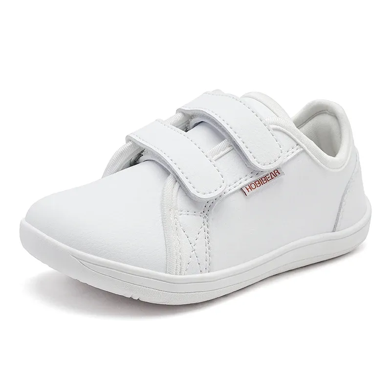 HOBIBEAR Barfußschuhe für Jungen und Mädchen, Kinder, breite Zehen, minimalistische Turnschuhe, leichte Kunstlederschuhe mit Hakenschlaufe