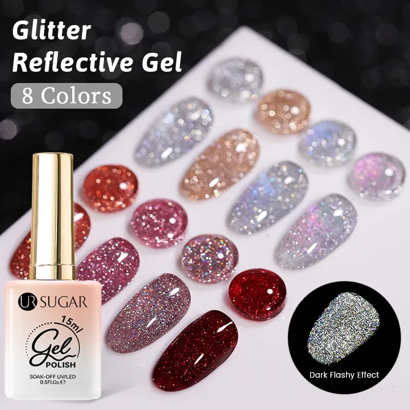 UR SUGAR 15 ml Splitter Reflektierender Nagelgellack Glänzender Glitzer Semi Permanent Soak Off UV Gel Sparkle Effect Nail Art Maniküre
