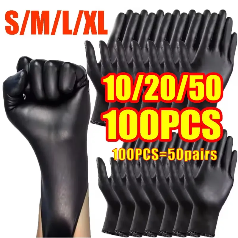 10/20/50/100PCS Verpackt Einweg Handschuhe Schwarz Einweg Handschuhe Haushalt Küche Kochen Werkzeuge Auto Waschen haushalts Reinigung