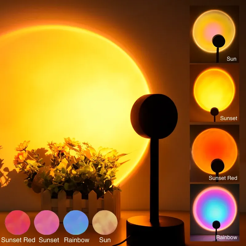 USB Sunset Licht LED Regenbogen Neon Nacht Lampe Sunset Projektor Selbst Fotografie Licht Wand Atmosphäre Beleuchtung Für Schlafzimmer Dekor
