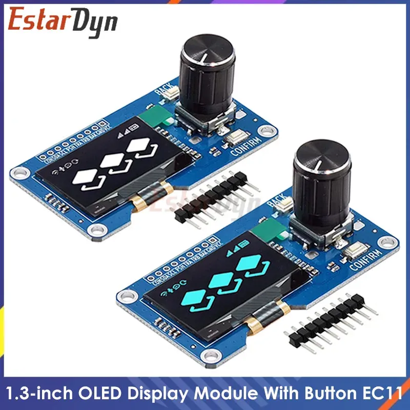 Estardyn 1,3" OLED-Modul SH1116 Laufwerk / EC11 Encoder |   Weiß/blaues Display |   I2C-Schnittstelle |   HD-Bildschirm für Arduino DIY-Projekte