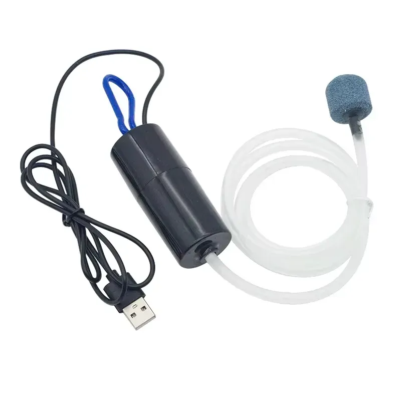 USB-Aquarium-Luftpumpe mit Luftstein und Silikonschlauch, energiesparende Sauerstoffpumpe für das Aquariumangeln