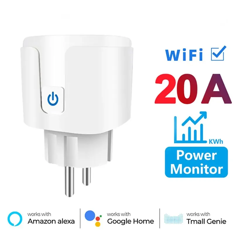 Smart Steckdose EU 20A Wifi Smart Plug Mit Power Überwachung Smart Home Sprachsteuerung Unterstützung Google Assistent Alexa Alice