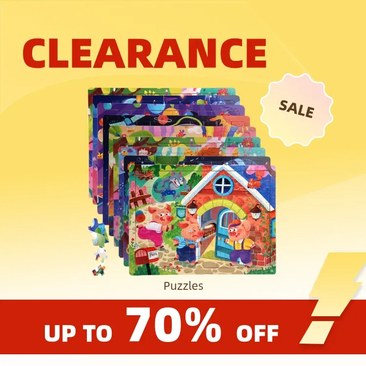Clearance_60PCS Holzpuzzle Farbe 3D-Puzzle Zeichentrickfiguren Tier Frühpädagogisches Lernen Logisches Denken Fokuspuzzle