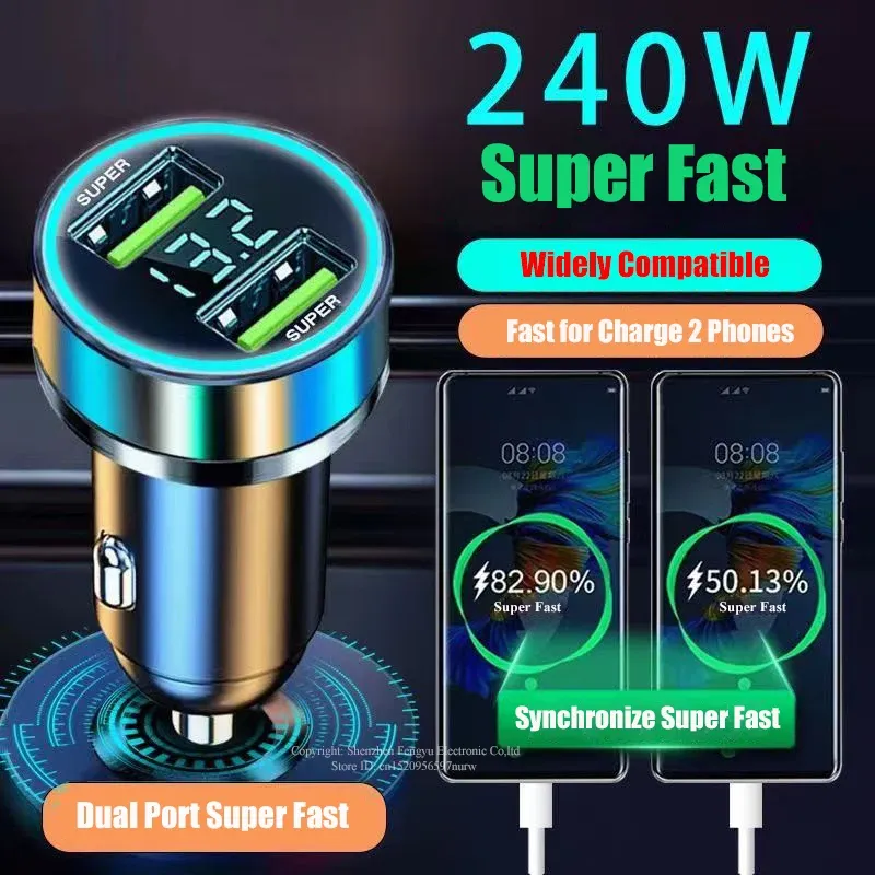 UYUXIO Dual USB Port Autotelefon Ladegerät Superschneller Ladeadapter mit Spannungsanzeige für iPhone Samsung Oppo Vivo Huawei