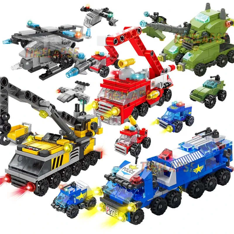 NEUE Engineering Zement Mixer Motor Mini Lader Lkw Spezielle Polizei Auto Klassische Modell Bausteine Sets Ziegel Spielzeug Stadt