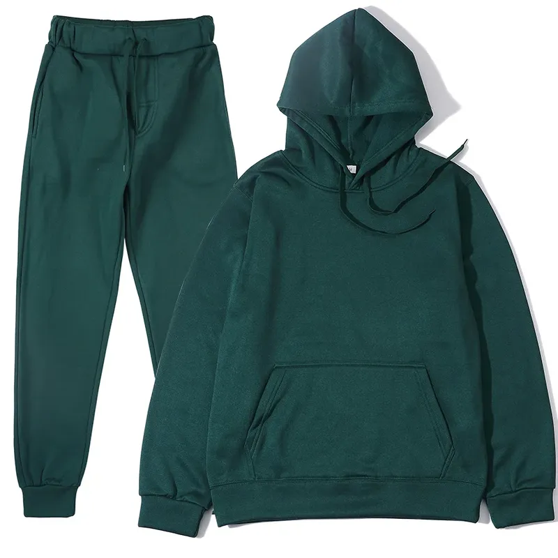 Männer Herbst und Winter Neue Einfarbig Hoodie + Hosen Zwei-stück Set Modische Casual Sport Set Größe S-3XL männer Trainingsanzug