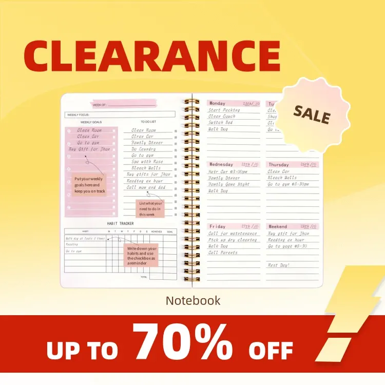 Clearance_2026 Wöchentlicher Planer mit Baummuster, spiralförmig gebunden, Notizbuch und Zeitplan-Organizer, Schreibwaren für Büro, Schule und Studium,