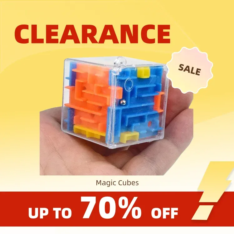 Clearance_mini 3D Labyrinth Zauberwürfel Sechsseitiges transparentes Puzzle Geschwindigkeitswürfel Rolling Ball Cubes Labyrinth Spielzeug für Kinder Stressabbau
