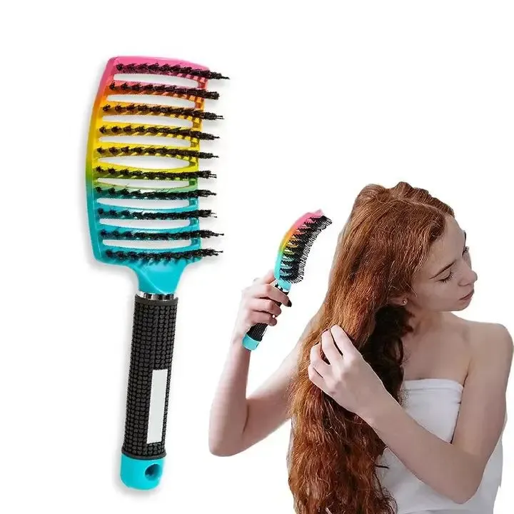 Mehrfarbiger Kopfhaut-Massagekamm, professionelles Styling-Werkzeug für nasses Haar und lockiges Haar