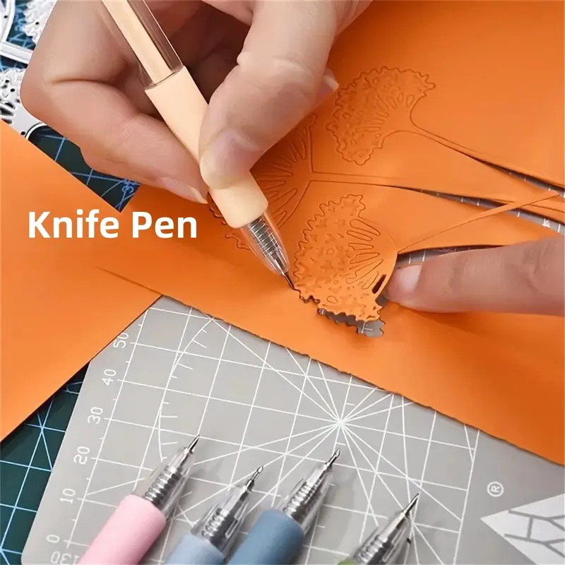 1 + 4PCS/5PCS Stift Messer Mini Drücken Gravur Stift Ins Mini Konto Aufkleber Kunst Messer papier Kunst Messer Stift Schneiden Papier Messer