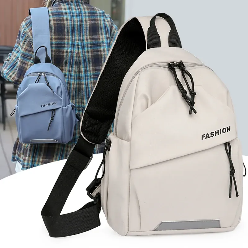 1-teilige modische Nylon-Umhängetasche, Unisex-Brusttasche, verstellbarer Schultergurt, Reißverschluss, geeignet für Outdoor, Sport, Pendeln