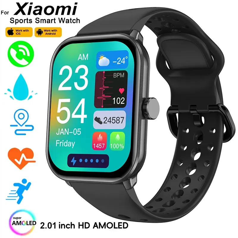 Für Xiaomi Uhr 5, globale Version, Männer und Frauen, HD-AMOLED-Bildschirm, Herzfrequenz, Bluetooth-Anruf, GPS-Track, wasserdichte Sport-Smartwatch