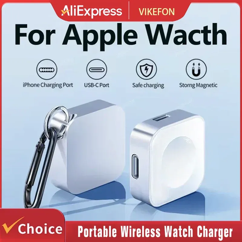 Tragbares kabelloses Uhrenladegerät Typ C 8-polig Zwei Schnittstellen für Apple Watch S9 8 7 6 5 4 3 2 1 SE Ultra Series Schnellladegerät