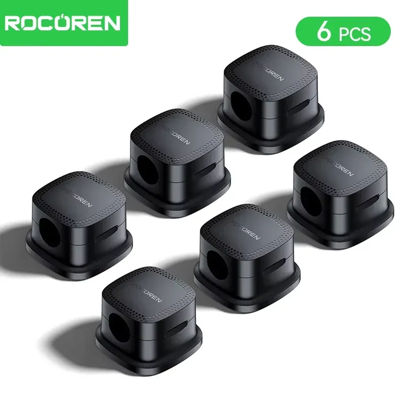 Rocoren Magnetischer Kabel-Organizer, glatt, verstellbar, Kabelhalter unter dem Schreibtisch, 6 Stück, stabiles Kabelmanagement, Kabelhalter, Kabelklemmen