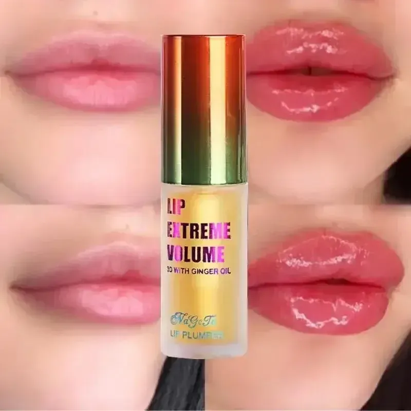 1/2 Stück Ingwer- und Minz-Lippenfüller-Öl strahlend, aufpolsterndes Lippen-Volumen-Serum für Glätter, fühlernde Lippen für jugendliche und sexy Look