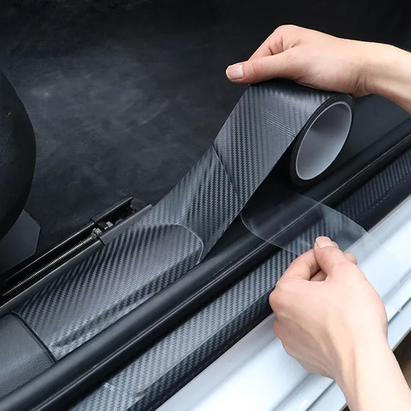 Carbon Faser Aufkleber Auto Tür Sill Schutz Film Auto Tür Sill Rand Seite Spiegel Anti Scratch Band Wasserdichte Aufkleber