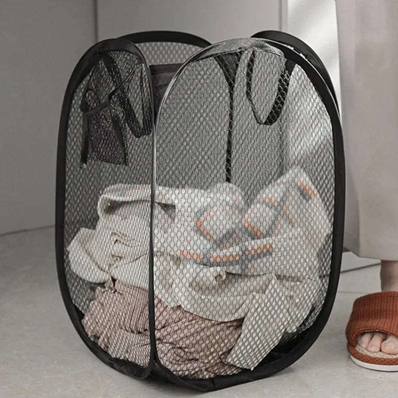 1 Stück, zusammenklappbar, für schmutzige Wäsche, Sortierkorb, Waschrahmen, Badezimmer, Stoff, Netz, Aufbewahrungstasche, Rahmen, Eimer, Wäscherei, Organizer, Aufbewahrungstasche