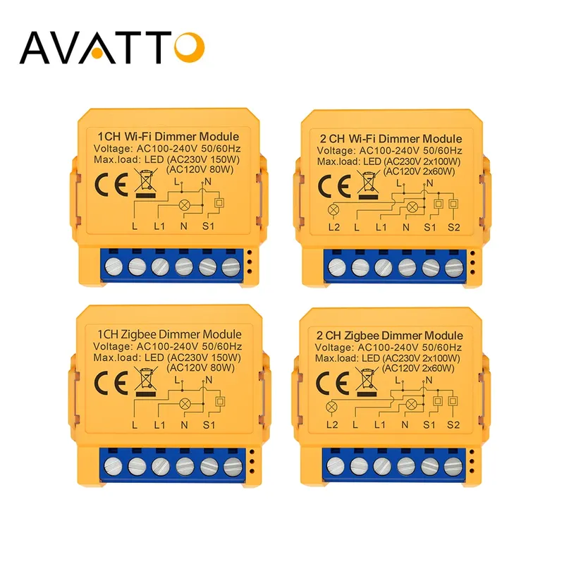 AVATTO Tuya WiFi/ZigBee 1/2 Gang Dimmer Licht Schalter Modul, Smart Dimmer Schalter Modul APP Fernbedienung für Alexa Google Hause