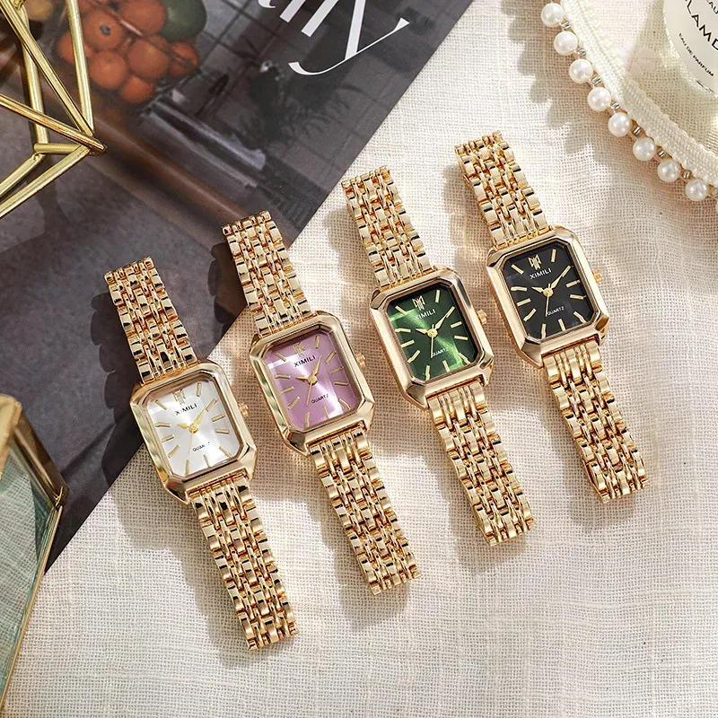 Luxuriöse, hochwertige Quarzuhr, modische, charmante Damen-Armbanduhr mit Strasssteinen und Edelstahlband