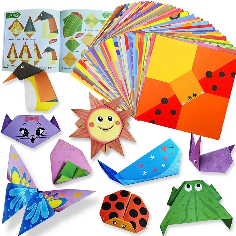 Origami-Set mit 30/96 Blatt Papier und Führungsbuch, DIY-Bastelkunst für Anfänger, Kinder, Jungen und Mädchen