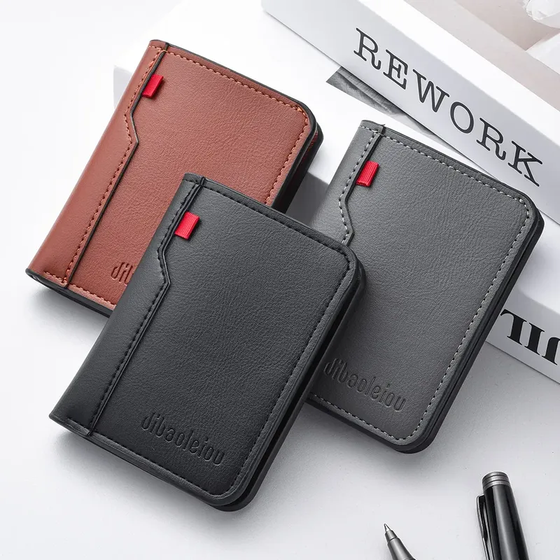 1Pc Neue Ultra-dünne Mini Weiche PU Leder Kreditkarte Brieftasche Halter Kurze Vertikale Hohe Qualität männer brieftasche