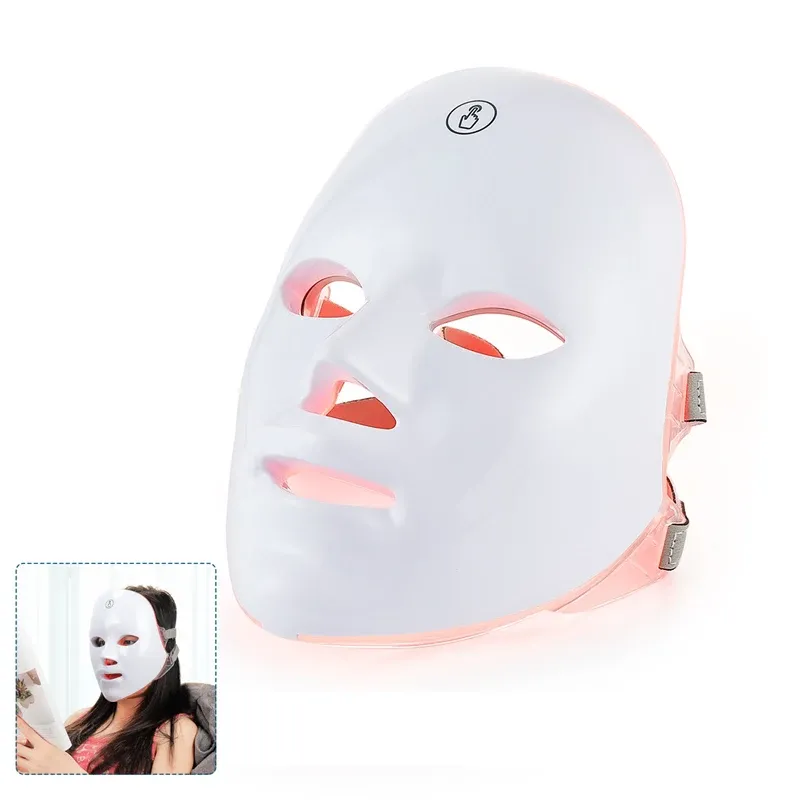 Drahtlose 7-Farben LED Gesicht Schönheit Maschine Photon Gesichts Hals Haut Straffen Verjüngung Gesichts Hals Maske