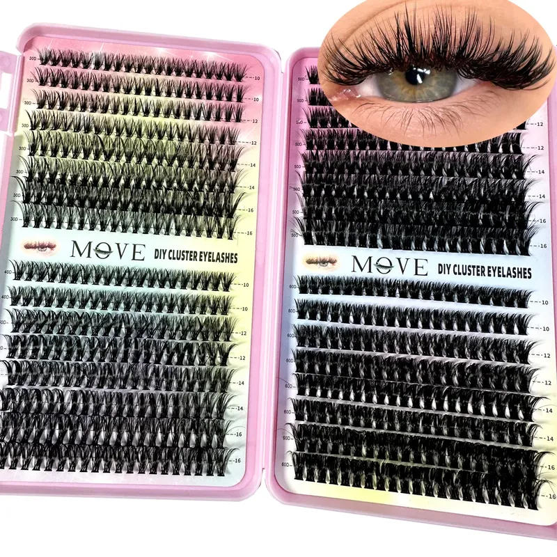 Neues 640 Cluster-Wimpern-Set, 5D, flauschig, dick, Wimpernverlängerungsset, Volumen, gemischtes Tablett, künstliche Nerz-Wimpern, Wimpernverlängerung, Make-up